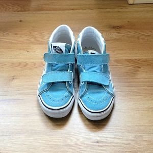 Kids Vans size 13 blue checkered Sk8 Mid velcro closure